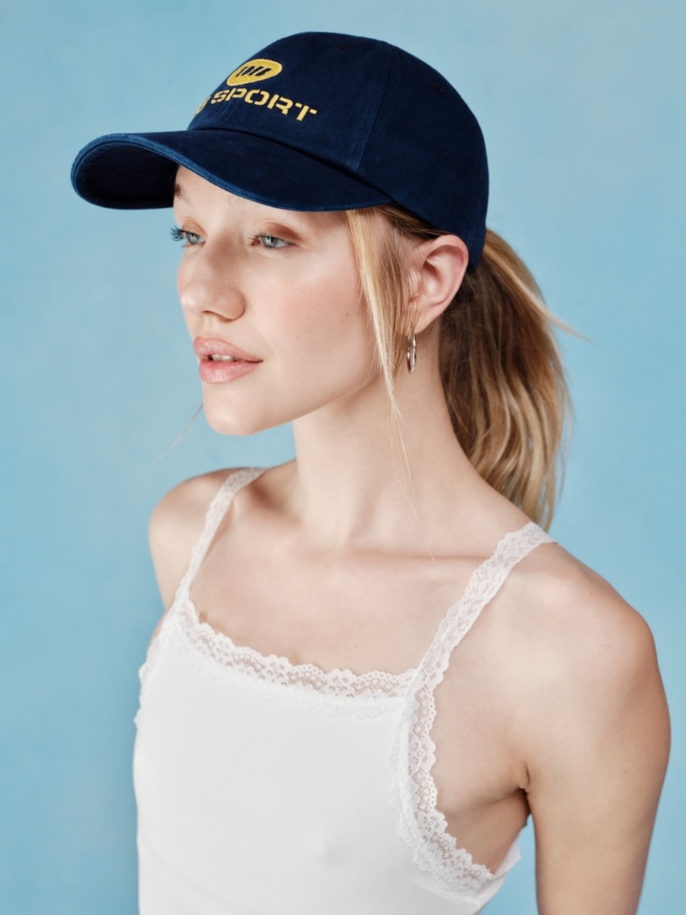 DB Sport Women's Navy Baseball Cap with Yellow Logo - Picture 2 of 3